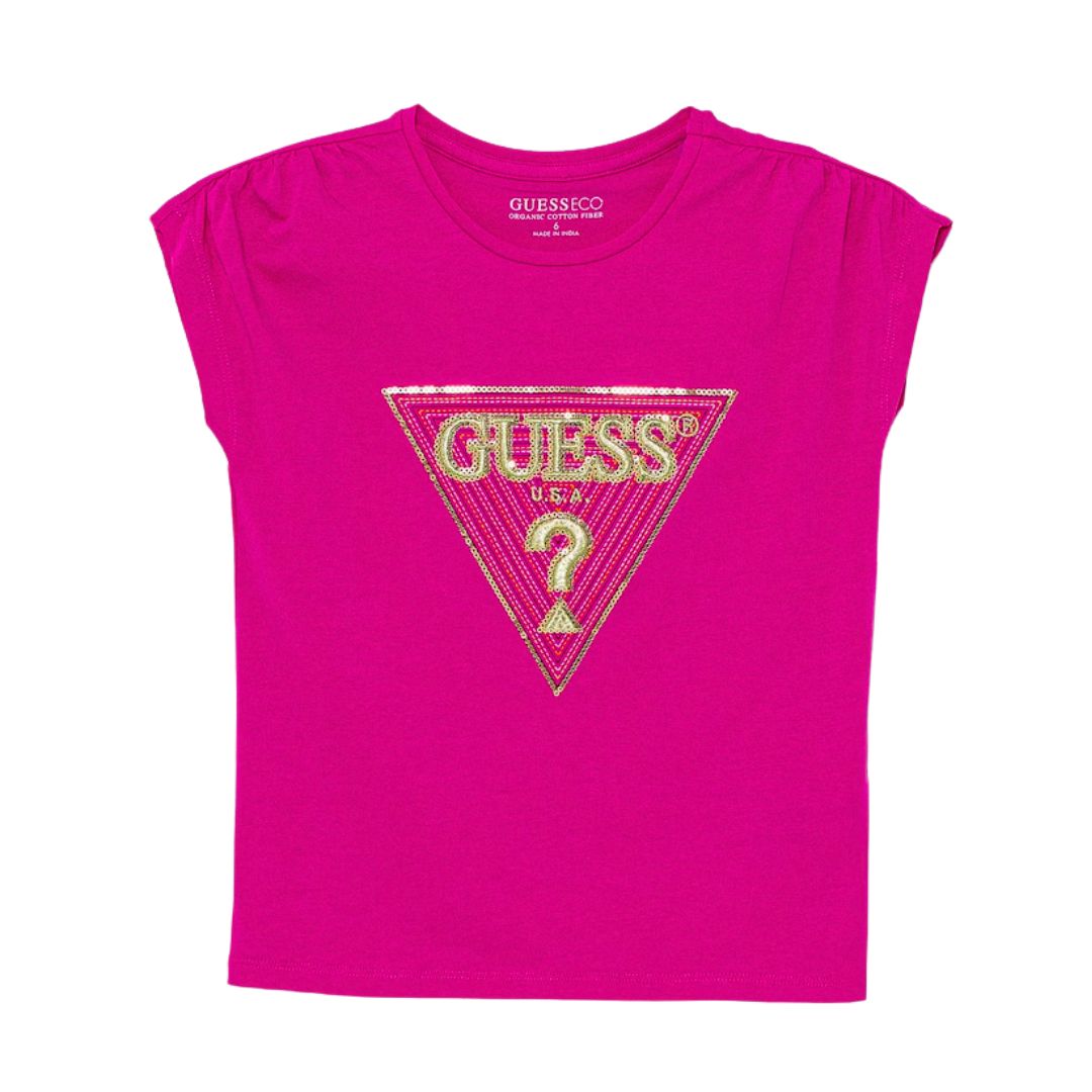 Bright Pink Sequin Logo T-Shirt
