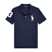 Load image into Gallery viewer, Navy &amp; White Large Pony Polo Shirt