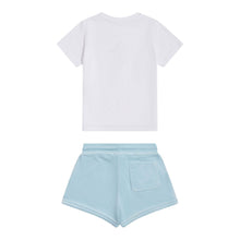 Load image into Gallery viewer, Pale Blue &amp; White Velour Shorts Set