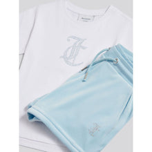 Load image into Gallery viewer, Pale Blue &amp; White Velour Shorts Set