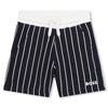 Navy & White Striped Sweat Shorts