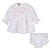 Load image into Gallery viewer, Ivory &amp; Pink Plumeti Dress &amp; Knickers