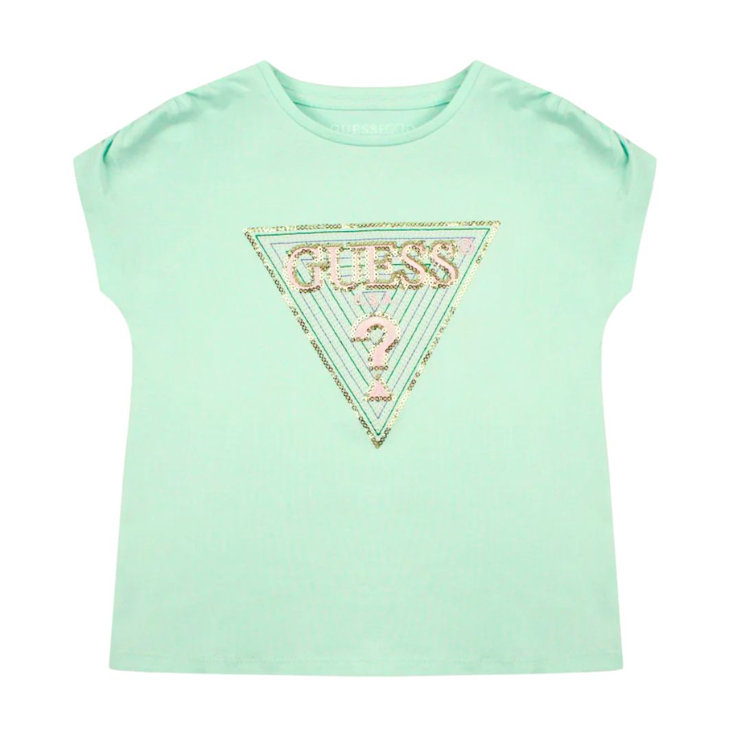 Mint Green Sequin Logo T-Shirt