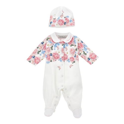PRE ORDER - White Roses Babygrow & Hat