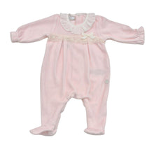 Load image into Gallery viewer, Pink Lace Velour Babygrow
