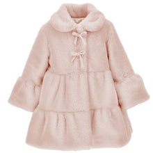 Load image into Gallery viewer, Blush Faux Fur Bow Coat