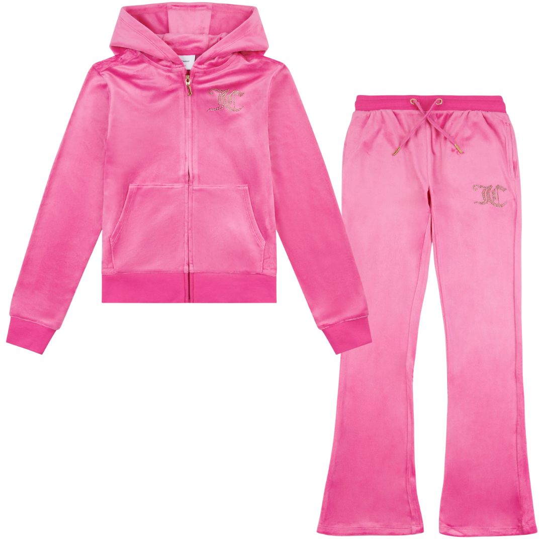 Juicy Couture - Teen Girls Pink Velour Flared Joggers