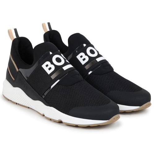 Black & White Logo Band Trainers