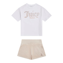 Load image into Gallery viewer, Beige &amp; White Velour Shorts Set