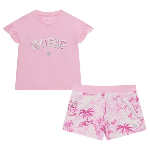 Pink Palm Shorts & T-Shirt Set