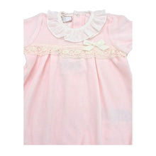 Load image into Gallery viewer, Pink Lace Velour Babygrow