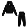 Black Slim Leg Glitter & Diamante Logo Tracksuit