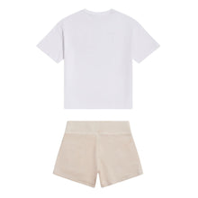 Load image into Gallery viewer, Beige &amp; White Velour Shorts Set