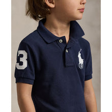 Load image into Gallery viewer, Navy &amp; White Large Pony Polo Shirt