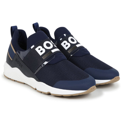 Navy Logo Band Trainers