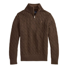 Load image into Gallery viewer, Brown Cable Knit 1/4 Zip Jumper