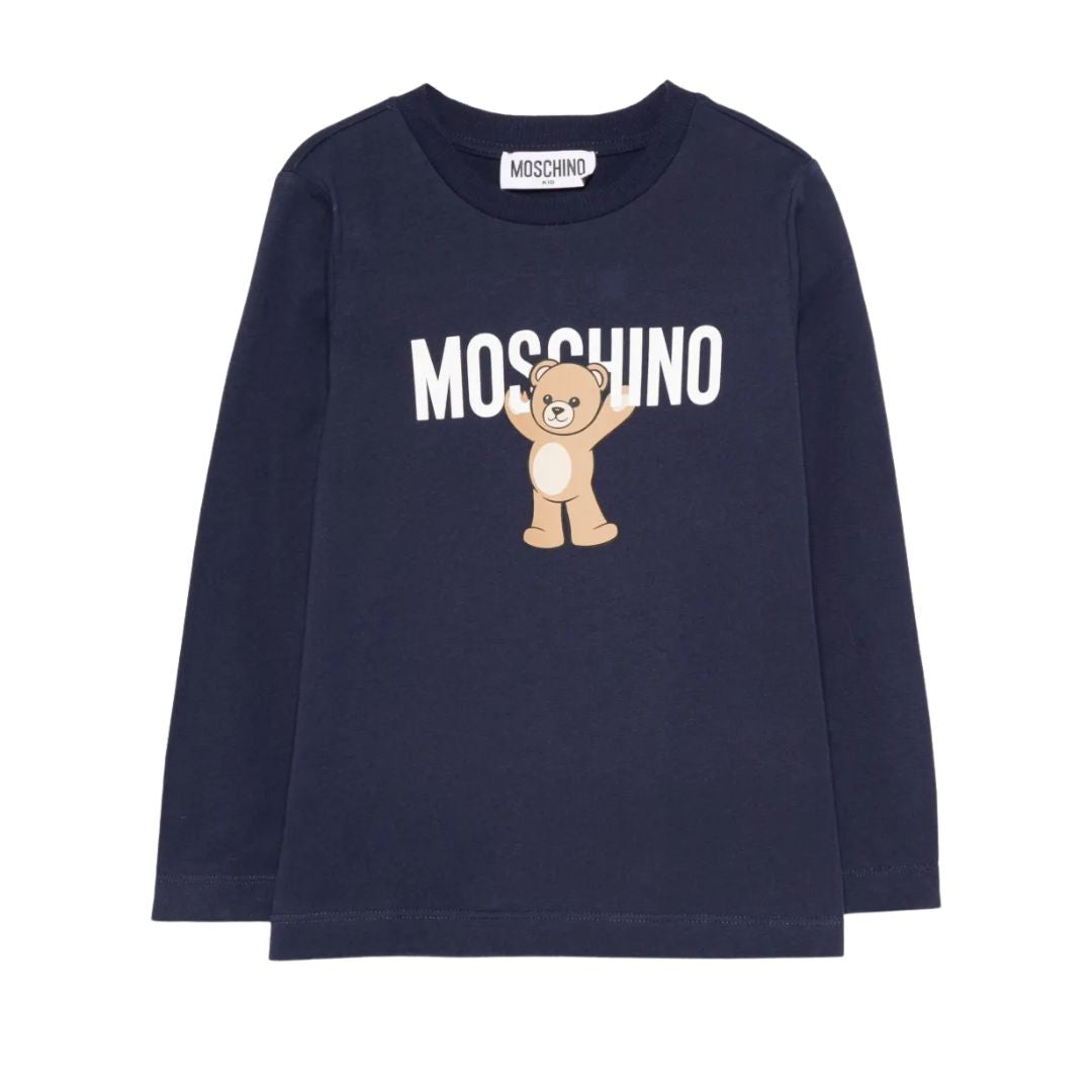 Navy Teddy & Logo LS T-Shirt