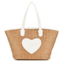 Load image into Gallery viewer, Straw Heart Tote Bag