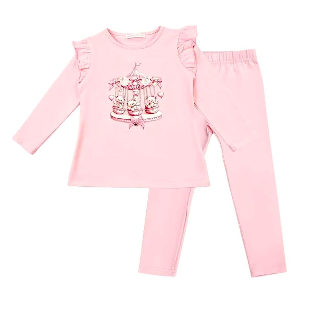 Pink Teddy Carousel Legging Set