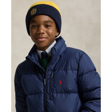 Load image into Gallery viewer, PRE ORDER - Boys Navy Hooded Down Jacket