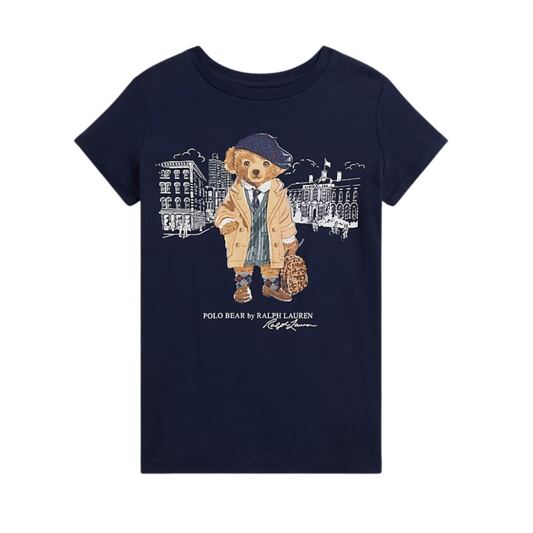 Girls Navy Polo Bear T-Shirt