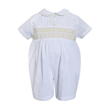 Load image into Gallery viewer, White &amp; Lemon Smocked Romper