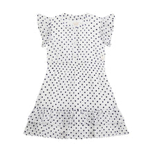 Load image into Gallery viewer, White &amp; Navy Chiffon Polka Dot Dress