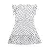 White & Navy Chiffon Polka Dot Dress