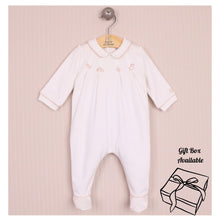 Load image into Gallery viewer, White Embroidered Toys Babygrow