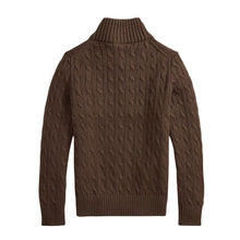 Load image into Gallery viewer, Brown Cable Knit 1/4 Zip Jumper