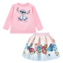 Load image into Gallery viewer, PRE ORDER - Pink &quot;Stitch&quot; Skirt &amp; Top Set