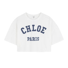 Load image into Gallery viewer, Ivory Cropped Appliqué Logo T-Shirt