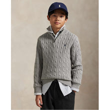 Load image into Gallery viewer, Grey Cable Knit 1/4 Zip Jumper