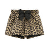 Leopard Shorts & Black Ribbed Jumper Set