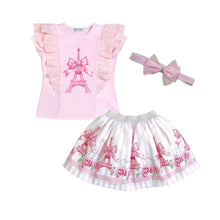 Load image into Gallery viewer, Pink Eiffel Tower Skirt Set &amp; Headband