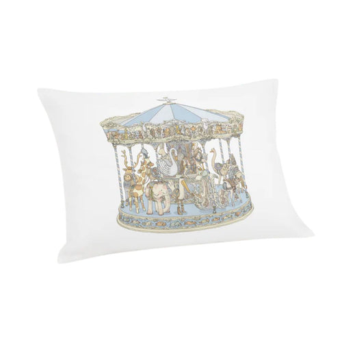 Blue Carousel Satin Cushion