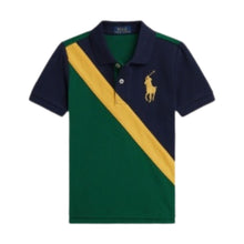 Load image into Gallery viewer, Green &amp; Navy Large Pony Polo Shirt