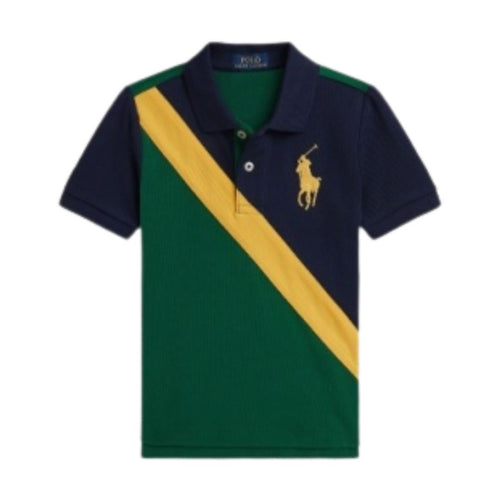 Green & Navy Large Pony Polo Shirt