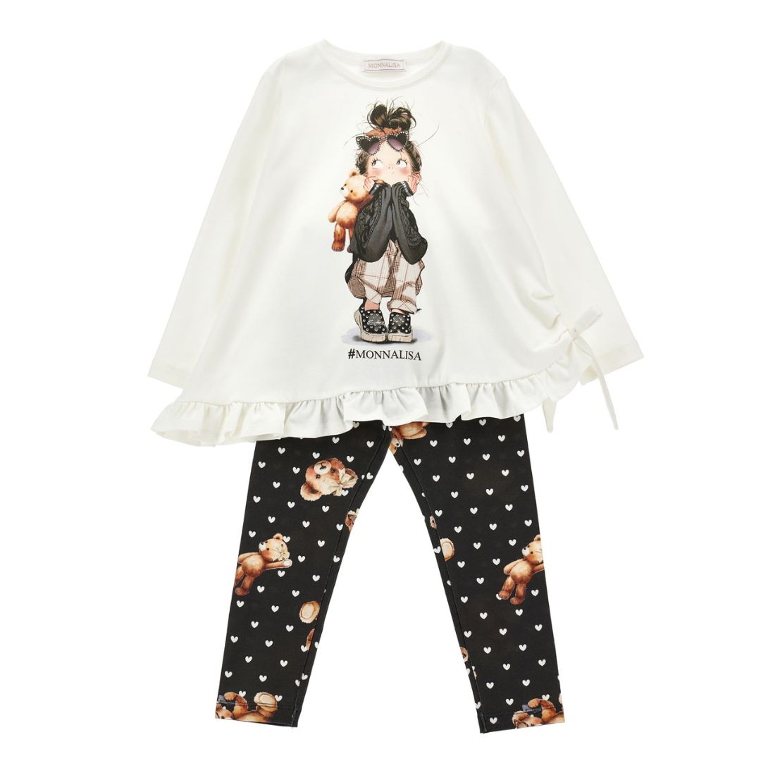 PRE ORDER - Black & White Teddy Legging Set