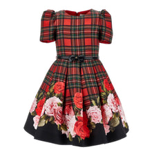 Load image into Gallery viewer, Red &amp; Black Tartan &amp; Roses Dress