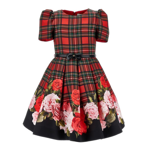 Red & Black Tartan & Roses Dress