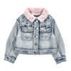 PRE ORDER - Blue Denim "Stitch" Rhinestone & Fur Jacket