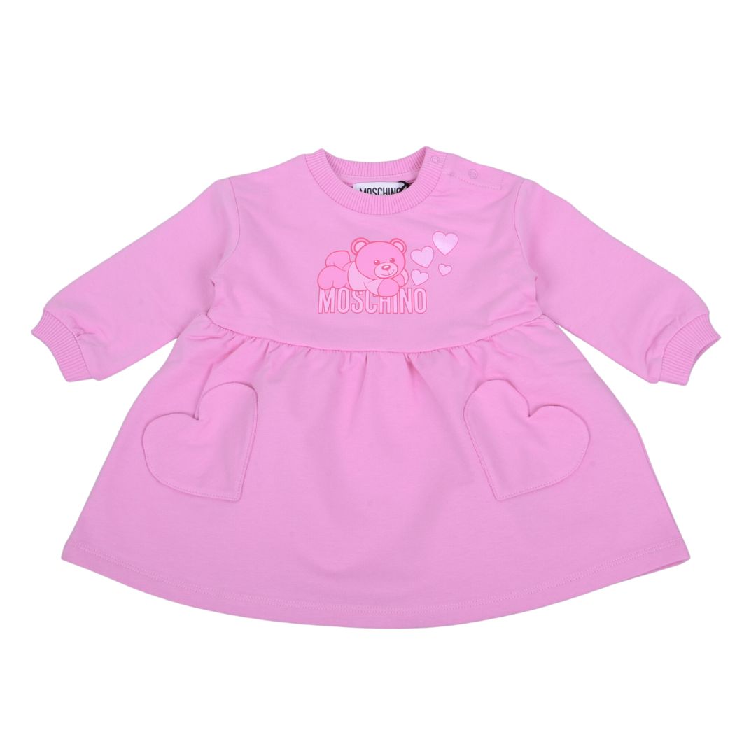 Babies Pink Teddy Metallic Heart Dress