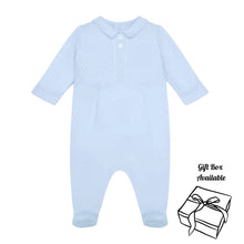 Load image into Gallery viewer, Pale Blue Chain Stitch Babygrow