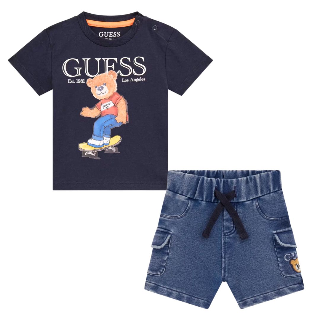 Babies Navy Teddy T-Shirt & Shorts