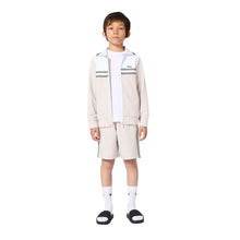 Load image into Gallery viewer, Beige Side Stripe Zip Up Sweat Top