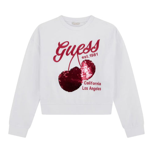 White Sequin Cherry Sweat Top