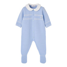 Load image into Gallery viewer, Blue Knitted Front Opening Babygrow