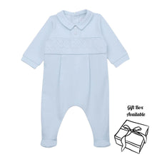 Load image into Gallery viewer, Blue Embroidered Babygrow