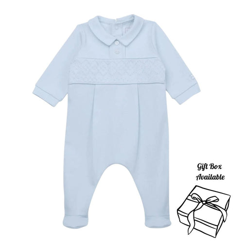 Blue Embroidered Babygrow